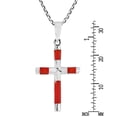 thumbnail image 3 of Unisex Cross Red Coral 5 Sterling Silver Religious Necklace - 18 inch, 3 of 6