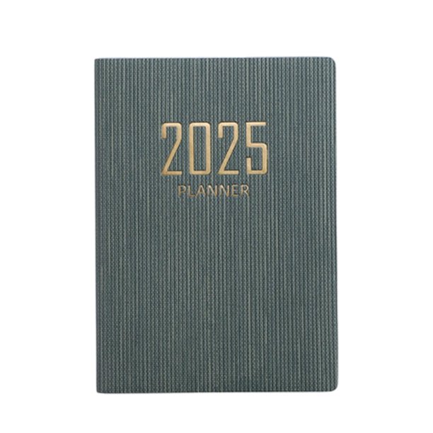 Cuaderno planificador con calendario 2025, agenda para el hogar, oficina, útiles escolares portátiles, planificador semanal y mensual de 365 días A7 Verde negruzco