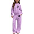 thumbnail image 7 of Auroural Comfort Sweat Set for Girls Kids Children's Winter Printed Hooded Sweatshirt Wide-Leg Pants Casual Sports Fleece-Lined Warmth Two-Piece Set Kids, 7 of 7