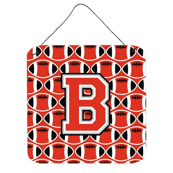 Letter B Football Scarlet and Grey Wall or Door Hanging Prints
