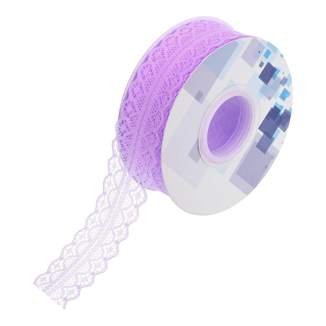 Unique Bargains 1.2 Inch Wide 25 Yard Lace Ribbon Floral Pattern Light Purple Lace Trim Ribbon for Gift Wrapping, Wedding Decor