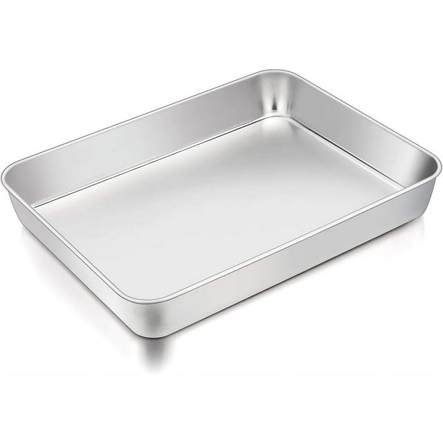 EIGTHTAIL Small Oven Tray Stainless Steel Baking Trays Sheets Pan Deep Baking Sheet Pans Rectangle Cake Tin Perfect for Baking Cooking Serving