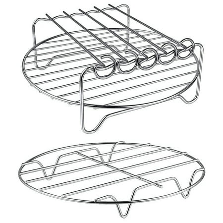 

Air Fryer Rack XL Air Fryer Accessories Set of 2 Multi-Purpose Double Layer Rack with Skewer Stackable Metal Holder