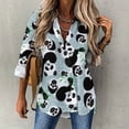 thumbnail image 6 of Long Sleeve Button Down Shirts for Women, Panda And Eucalyptus Fall Trendy Outfits Blouse Fashion Casual Tops 2024, 6 of 6