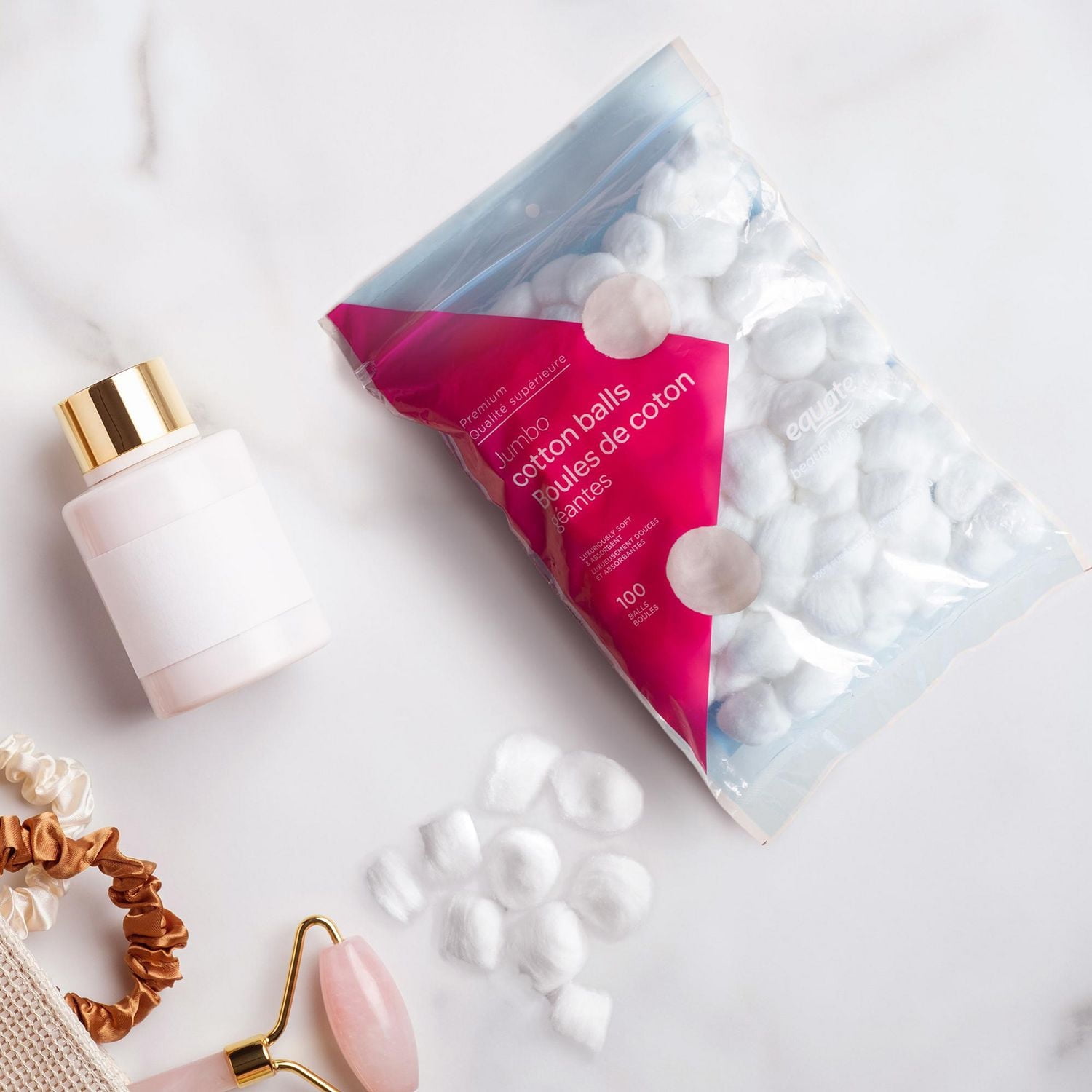Boules de coton géantes de qualité supérieure Equate Beauté Paquet de 100