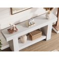 thumbnail image 1 of Table Console Style Ferme pour Entrée – Table Longue à 2 Niveaux pour Sofa avec Tablette de Rangement – Table d'Appoint Rectangulaire en Bois – Meuble de Salle à Manger Spacieux – Blanc Antique, 1,6 Mètres, 1 of 6