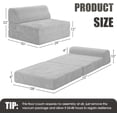 thumbnail image 2 of Sofá cama plegable con almohada, espuma viscoelástica, silla convertible con funda lavable, futón para sala de estar, recámara, uso de invitados, oficina en casa, departamento, color gris, 2 of 4