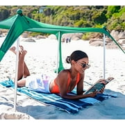 SUN NINJA Pop Up Beach Tent Sun Shelter UPF50+ with Sand Shovel, Ground Pegs and Stability Poles, Outdoor Shade for Camping Trips, Fishing, Backyard Fun or Picnics (GREEN - NANO)