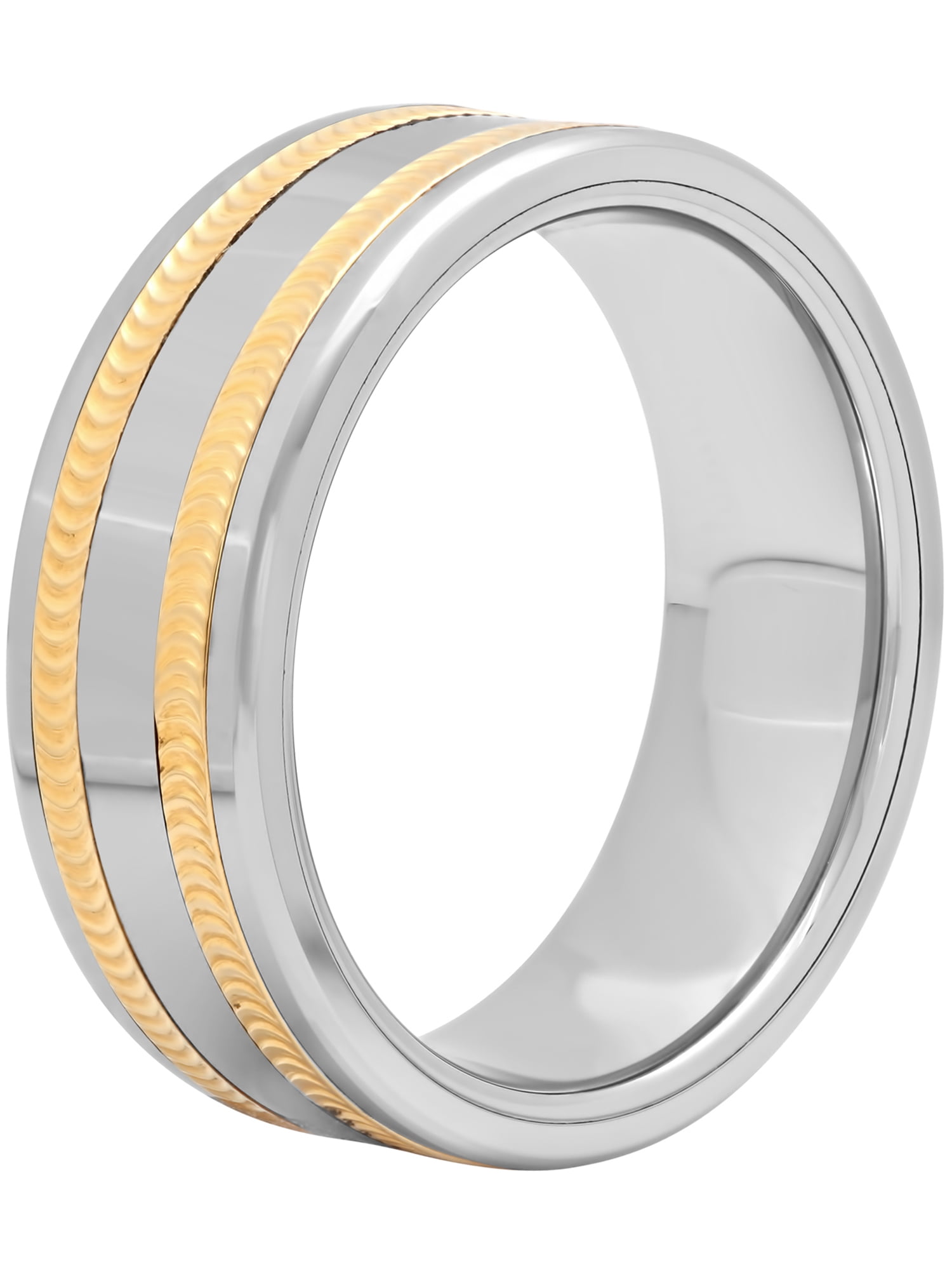 Men's Two-Tone Tungsten8MM Milgrain Wedding Band - Mens Ring - Walmart.com