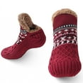 thumbnail image 3 of Calcetines de invierno para hombre y mujer, pantuflas de interior, cálidos y suaves (rojo vino, 26 cm), 3 of 4