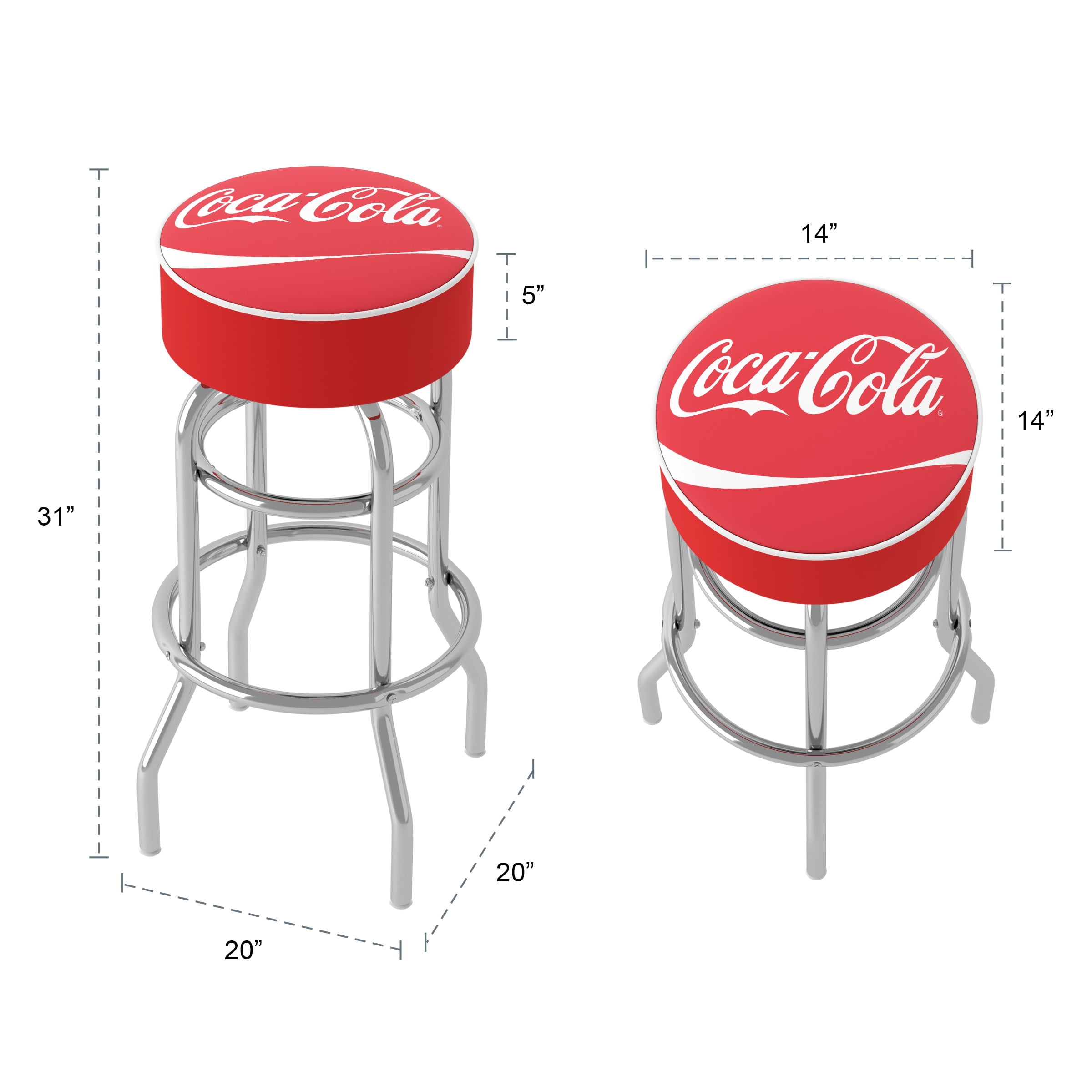 Coca-Cola バースツール ハイチェア Trademark Gameroom Coca-Cola Bar Stool with Padded Seat and 360
