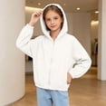 thumbnail image 5 of Abtuhar Toddler Girls Fall Winter Hooded Casual Outerwear and Jackets Solid Drop‑shoulder Wind‑proof Sun‑protection Zip‑up Coat for 3‑16 Years, 5 of 5
