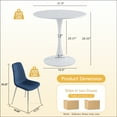 thumbnail image 7 of Round Dining Table Set for 4, 31.5" White All-Metal Tulip Pedestal Table with 4 Blue Velvet Upholstered Chairs for Dining Room, Coffee, Small Spaces, Apartment, White, 7 of 7
