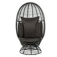thumbnail image 2 of Outsunny Outdoor Wicker Egg Chair with Cushion, Lounge Chair Rattan 360 Degree Round Basket Chair for Backyard Garden Lawn Indoor Living Room, Brown, 2 of 7