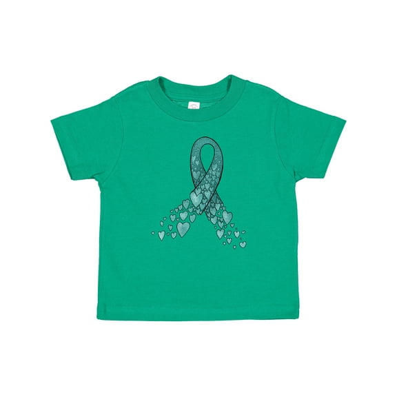 Inktastic Ovarian Cancer Awareness Teal Ribbon Made of Hearts Boys or Girls Baby T-Shirt
