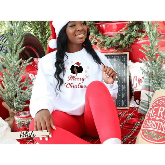 Merry Christmas Santa Black Girl Sweatshirt, Melanin Christmas, Black Girl Christmas, Afro Woman Christmas Shirt, Equality Shirt, BLM Shirt