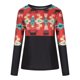 thumbnail image 1 of Moda mujer casual impreso cuello redondo manga larga otoño blusa pullver tops Pompotops FGAJ8478, 1 of 7