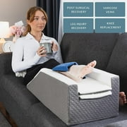 Kolbs Single or Double Leg Elevation Foam Pillow Post Surgery Leg Pillow Stylish Chic Jacquard Cover Ankle Knee and Leg Support Pillow for Injury after Surgery (Adjustable)