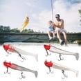 thumbnail image 2 of Leurres de Pêche Souples Ensemble de 5 Pcs avec Tête de Jig, Swimbaits 20g/30g avec Tête Rouge, Options Lumineuses et Queue Perlée, Comprend une Boîte à Accessoires, 2 of 7