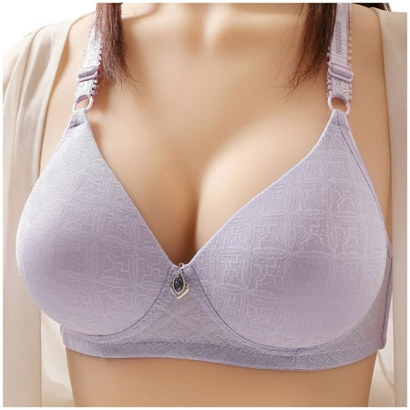 OJSFQUFP Wonder Bras for Women Purple Women S Ultra-Thin Lace Mesh Summer Bra with Large Breasts and Small Push-Up Side Breasts Breathable 36