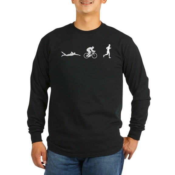 CafePress - Men's Tri Icons (2 Sided) Long Sleeve Dark T Shirt - Long Sleeve Dark T-Shirt