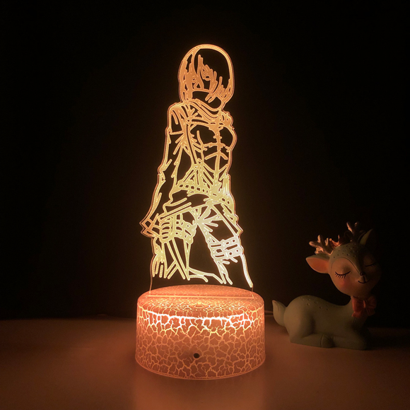 Cozybedin 3D Anime Character Night Light Illusion Lamp Remote Control Figurine from Attack Anime Led Lights Room --- B3（Crack Seat）