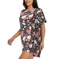 thumbnail image 2 of Pajama Set For Women 2 Piece - Pink White Flowers Lounge Set Short Sleeve Tops And Shorts Pj Sets With Pockets, 2 of 8