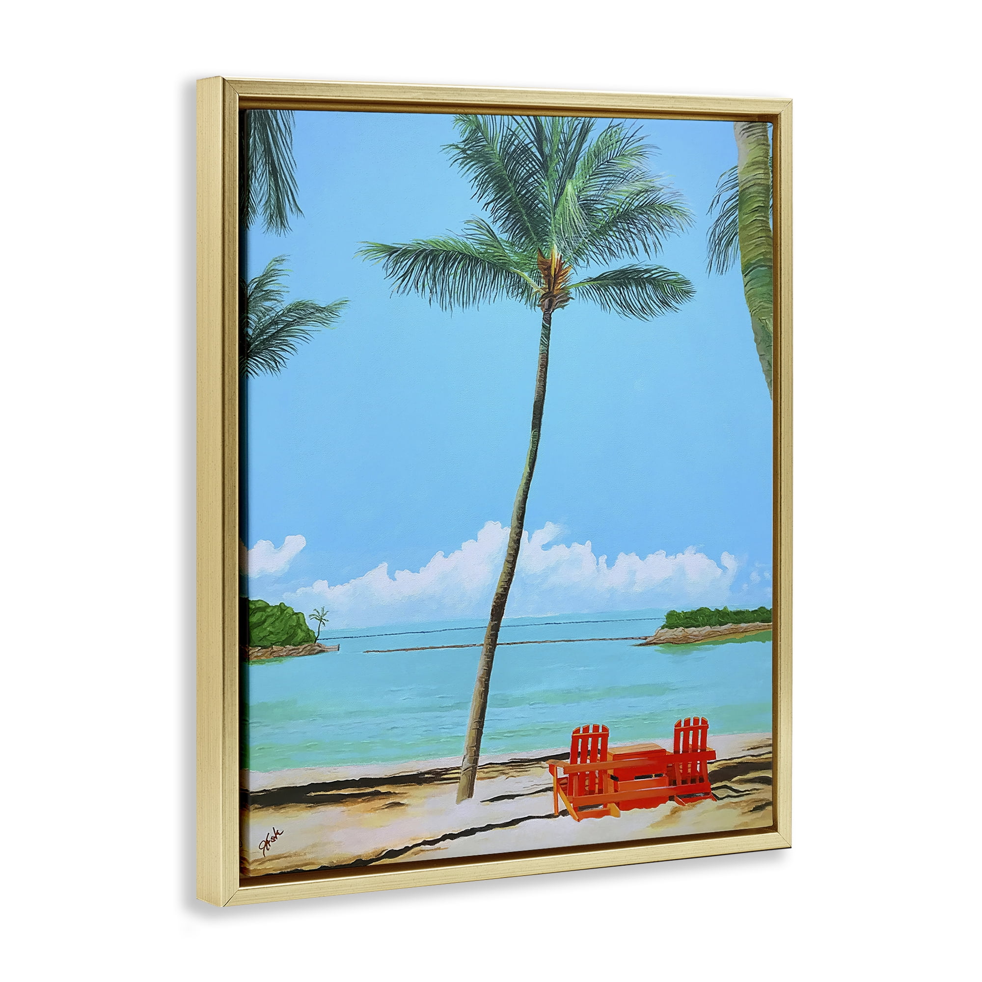 Stupell Industries Dreaming Of Palm Trees Gold Framed Floater Canvas Wall Art, design by John Jaster