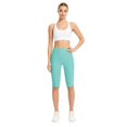 thumbnail image 6 of Womens Biker Shorts Stretchy Loose Fit Color Cropped Side Pockets Yoga Shorts Sky Blue, 6 of 7
