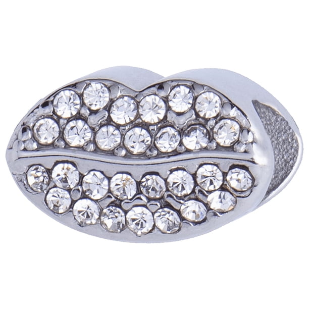 Charm para Pulsera LuckyLy, Dije de Beso, Acero Inoxidable y Zirconia Cúbica, Modelo Paula plateado UNITALLA