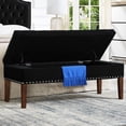 thumbnail image 2 of Tufted Bench with Internal Storage for Counter Stools | Stylish Seating and Storage for Items | Velvet Upholstered and TB117 Foam | Safety Hinges for Quiet Operation, 2 of 4