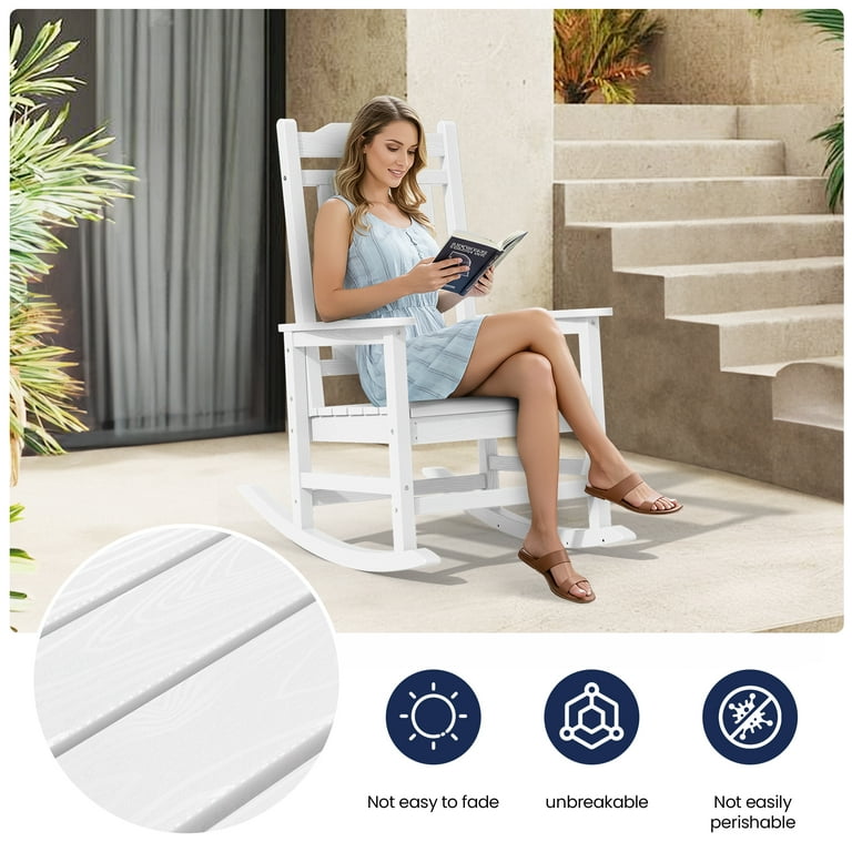 SERWALL Oversized Outdoor Rocking Chair, HDPE All-Weather Patio SERWALL Oversized Outdoor Rocking Chair, HDPE All-Weather Patio