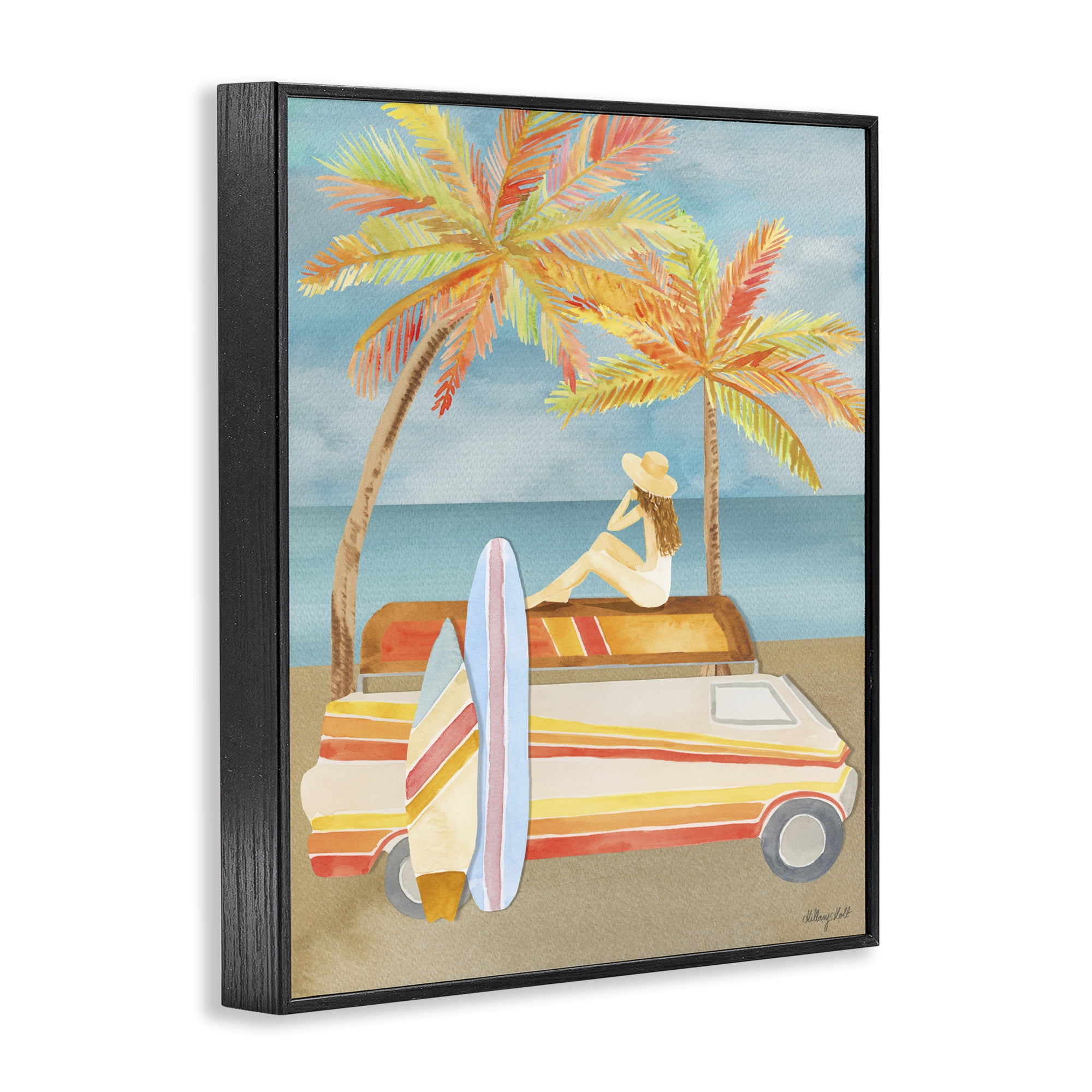 Stupell Industries California Road Trip Black Framed Giclee Art, design by Hillary Holt