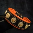 thumbnail image 2 of The Bestia "Bijou" Leather Dog Collar Black & Orange for Medium to Large Dog Breeds, 2 of 3