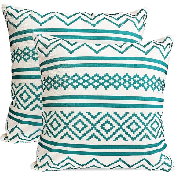 Decorative Throw Pillow Covers Set of 2 Teal Blue Pillow Covers 20x20 inch Throw Pillow Cases Linen Square Pillow Case,Farmhouse Outdoor Modern Boho Pillow Covers for Couch Sofa Living Room