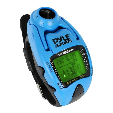 Pyle Wind Speed Meter w/ Wind Chill Temp., Altimeter, Barometer, Compass, 10 Laps Chronograph Memory, Yacht Timer (Blue