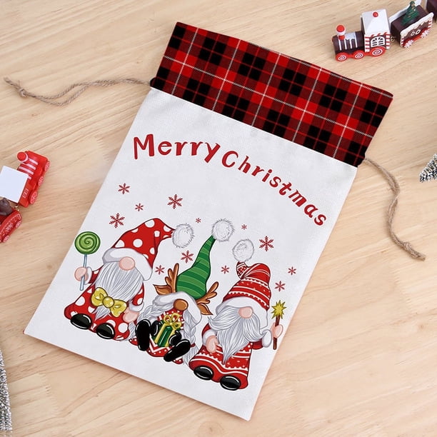 KG Navidad listo para enviar Saco de Navidad Santa 30*50 cm rojo blanco Lino Navidad cordón bolsas de regalo sublimación Santa Saco