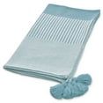 thumbnail image 2 of Ox Bay Rory Blue/White Striped Lightweight Cotton with Tassels Throw Blanket, 50" x 60", 2 of 5