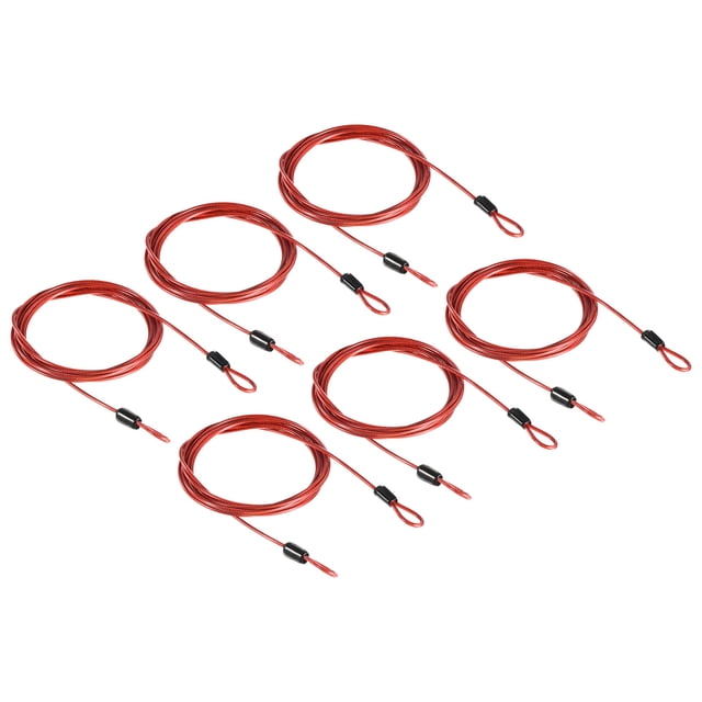 Uxcell Security Cable Coated Luggage Lock Wire Rope with Loop Clear Red 6.5ft