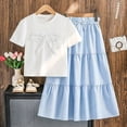 thumbnail image 2 of Gaexia Girls Summer Outfit 3D Bow Short Sleeve Top A Line Skirt Daily Party Two Piece Clothing Set, 2 of 6