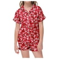 thumbnail image 1 of WEAIXIMIUNG Kids' Christmas Classic Print Button Down Collar Short Sleeve Top & Shorts Pajama Set 6-7 Years, 1 of 6