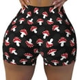 thumbnail image 2 of Daiia Cartoon Mushroom Pattern Women's Workout Shorts Biker Shorts - High Waisted Workout Spandex Tummy Control Gym Running Yoga Shorts-Large, 2 of 8