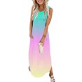 thumbnail image 2 of B91xZ Robe d'Été Sans Manches pour Femmes Mode Manches Bouffantes Robe à Volants Robe d'Été d'Hiver de Plage, Rose m, 2 of 4