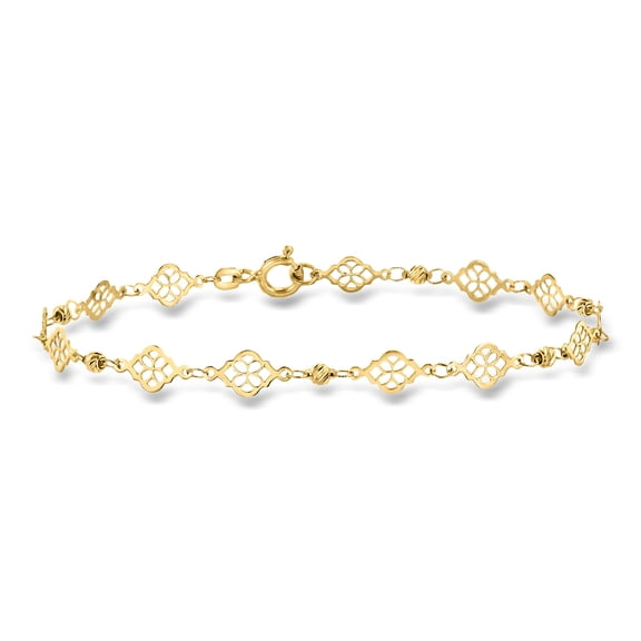 Ross-Simons Italian 10kt Yellow Gold Ricami Floral Station Bracelet, Women's, Adult