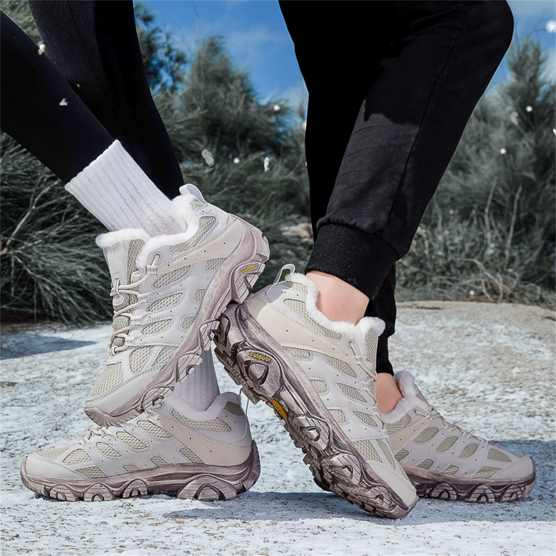 YOURDIARY Womens Mens Winter Hiking Shoes Comfortable Warm Walking Shoes
