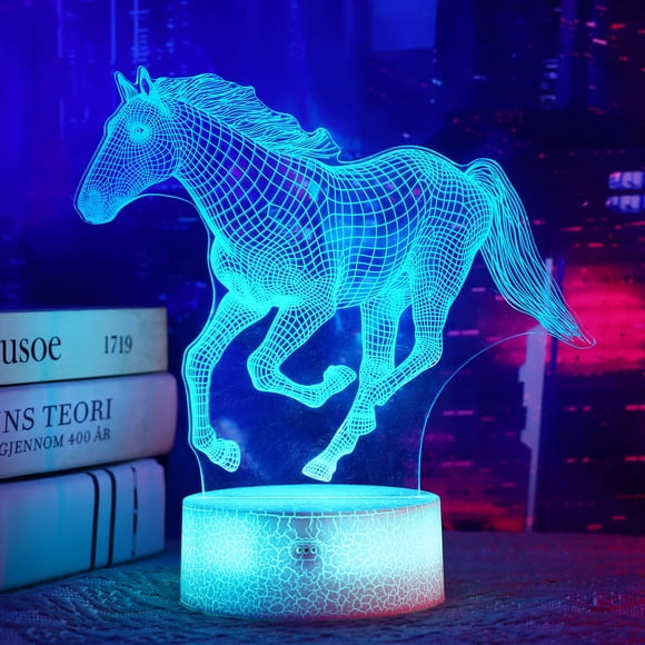 Lámpara 3D Illusion Okiyid Horse Night Light, 16 colores, mando a distancia