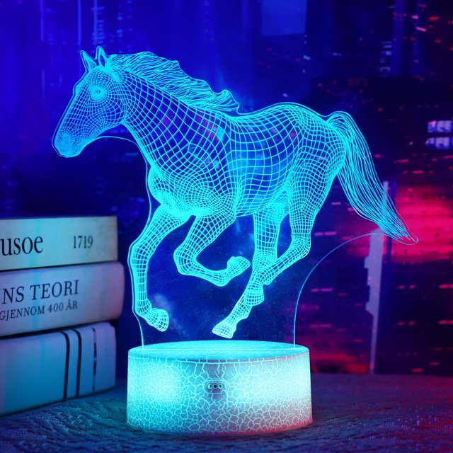 Lámpara 3D Illusion Okiyid Horse Night Light, 16 colores, mando a distancia