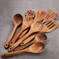 thumbnail image 5 of Juego de utensilios de cocina de madera, 9 cucharas de madera de teca natural para sartenes antiadherentes., 5 of 5