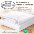 thumbnail image 4 of California Design Den King Fitted Sheet Only, Soft 400 Thread Count 100% Cotton Sateen, Deep Pocket, All-Around Elastic, Side Indicators - Sky Blue, 4 of 10