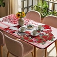 thumbnail image 3 of Red Valentine's Day Table Cloths for 6 Foot Rectangle Tables, Romantic Love Heart Roses Gnomes Plaid Patio Waterproof Elastic Fitted Tablecloths, Washable Rectangular Table Cover for Camping, 3 of 8